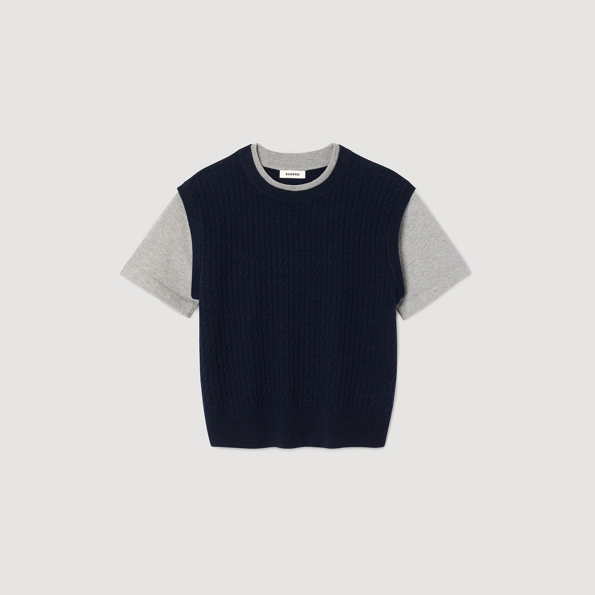 Dual-material knit jumper