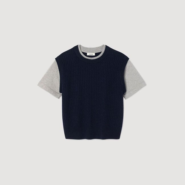 Dual-material knit jumper