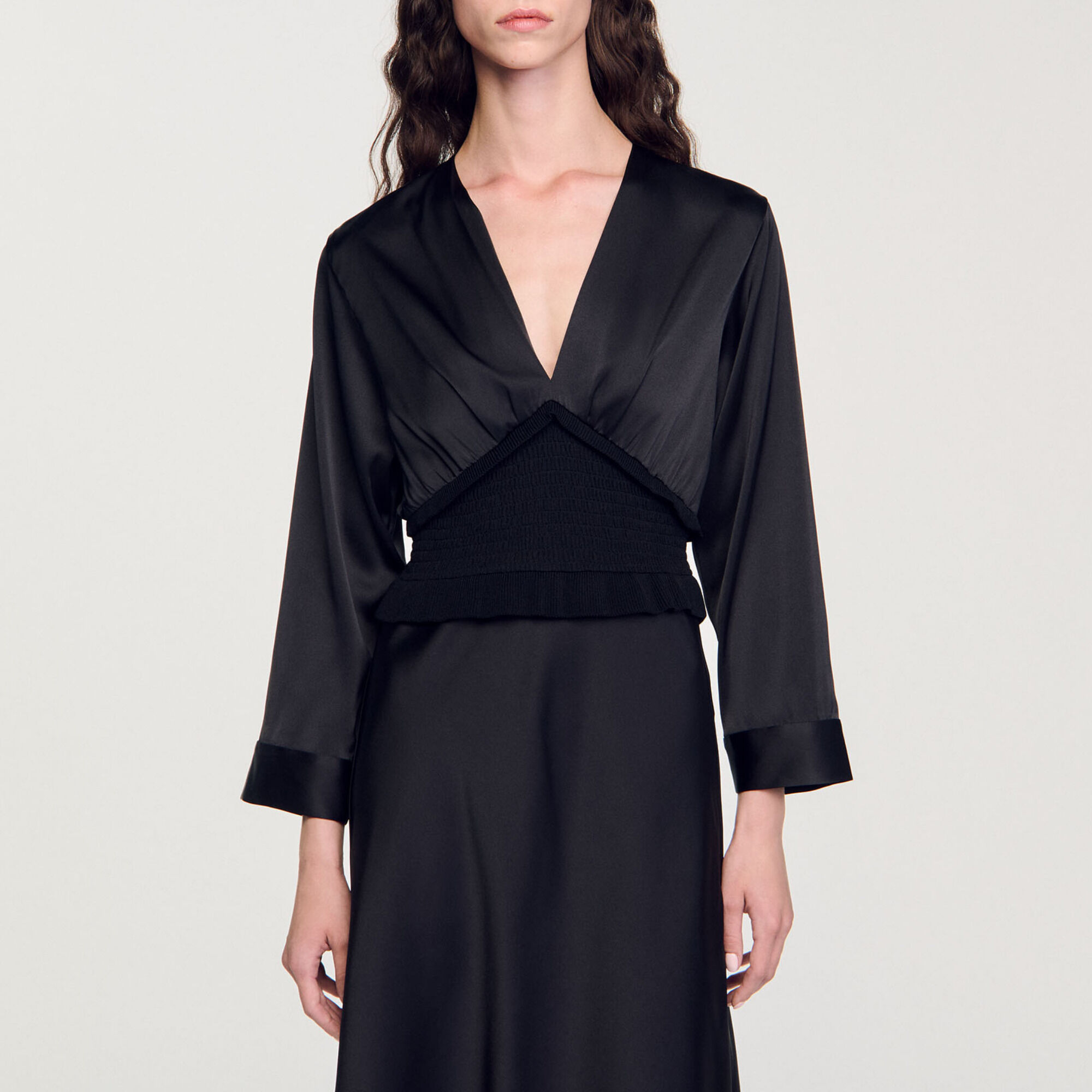 Long satin-effect dress