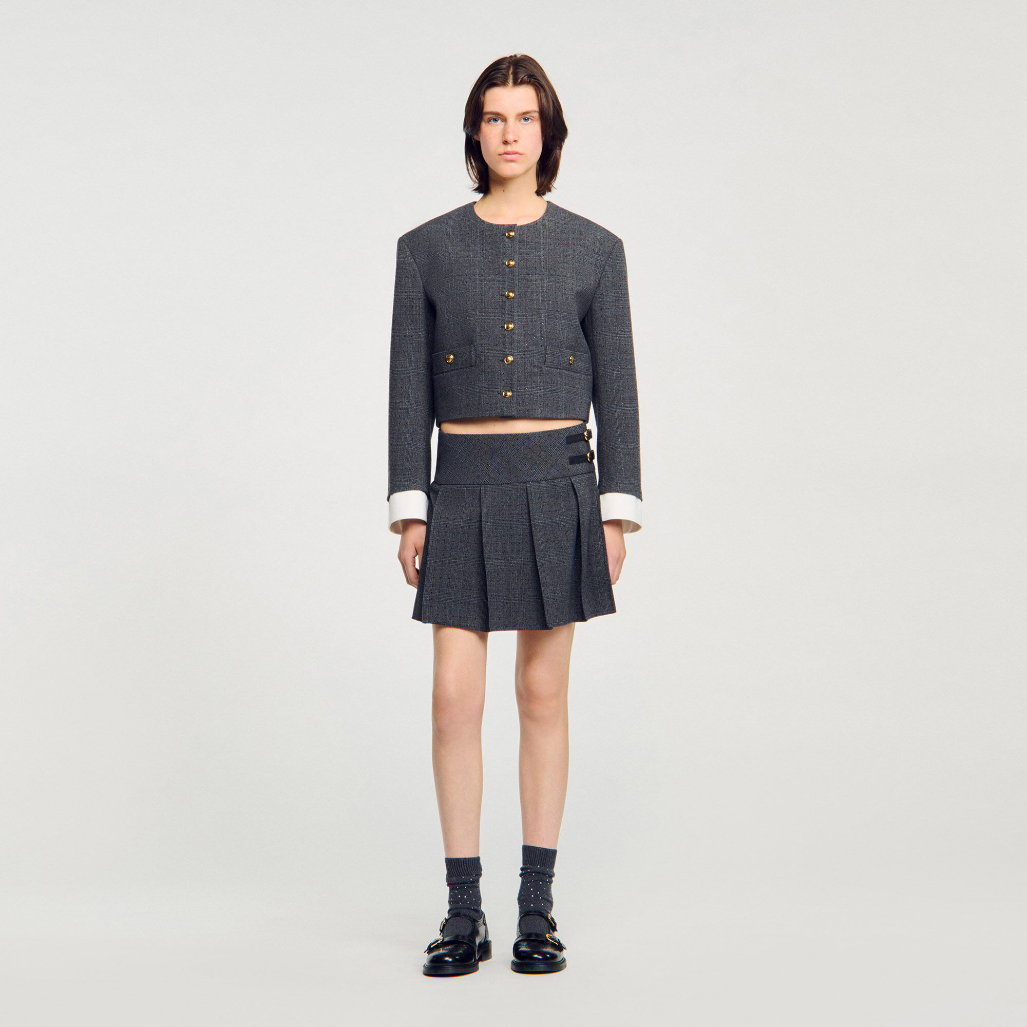 Short rhinestone suit skirt