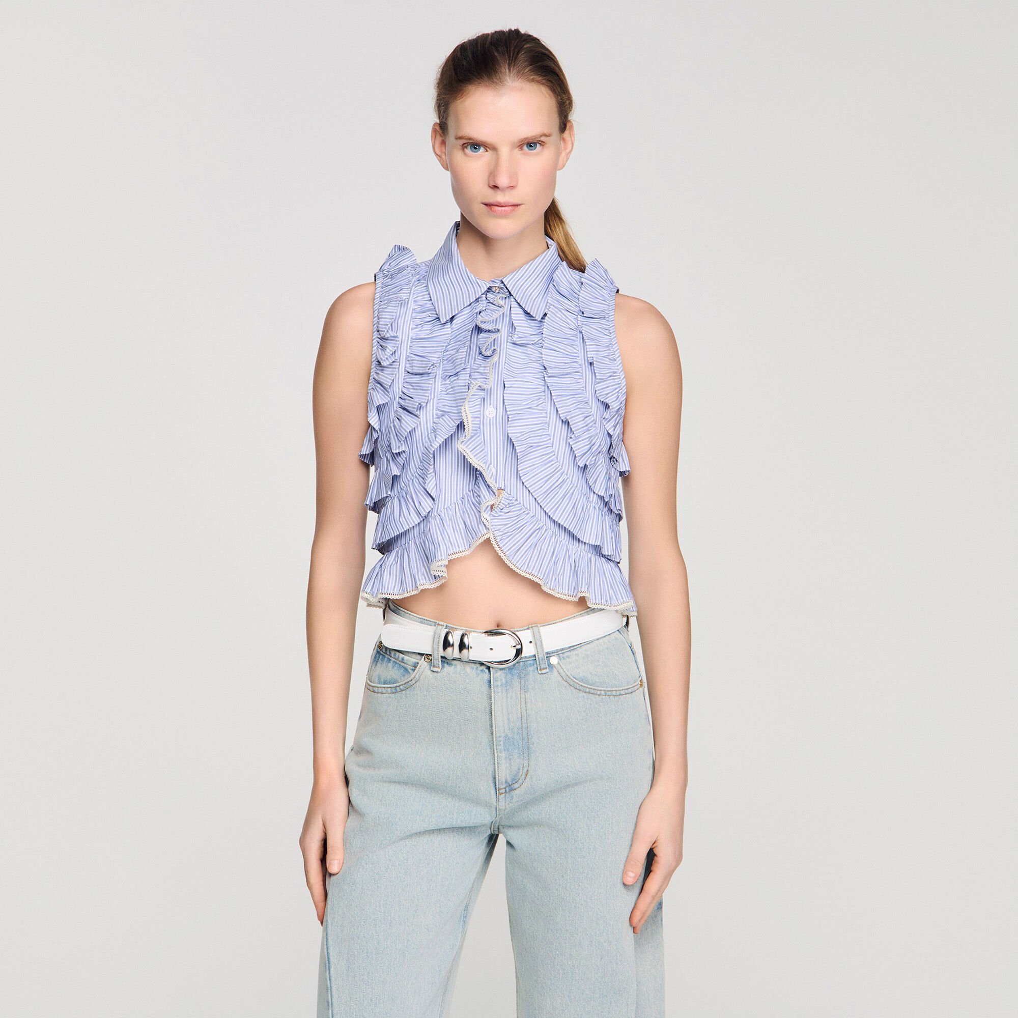 Ruffled striped shirt