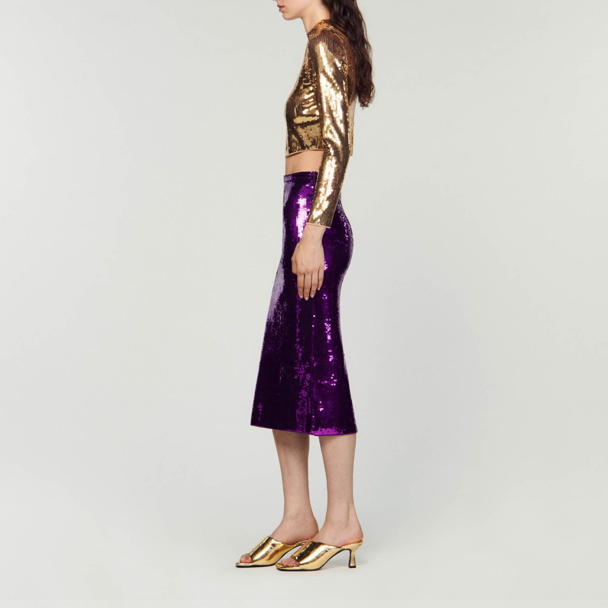 Sequin midi skirt