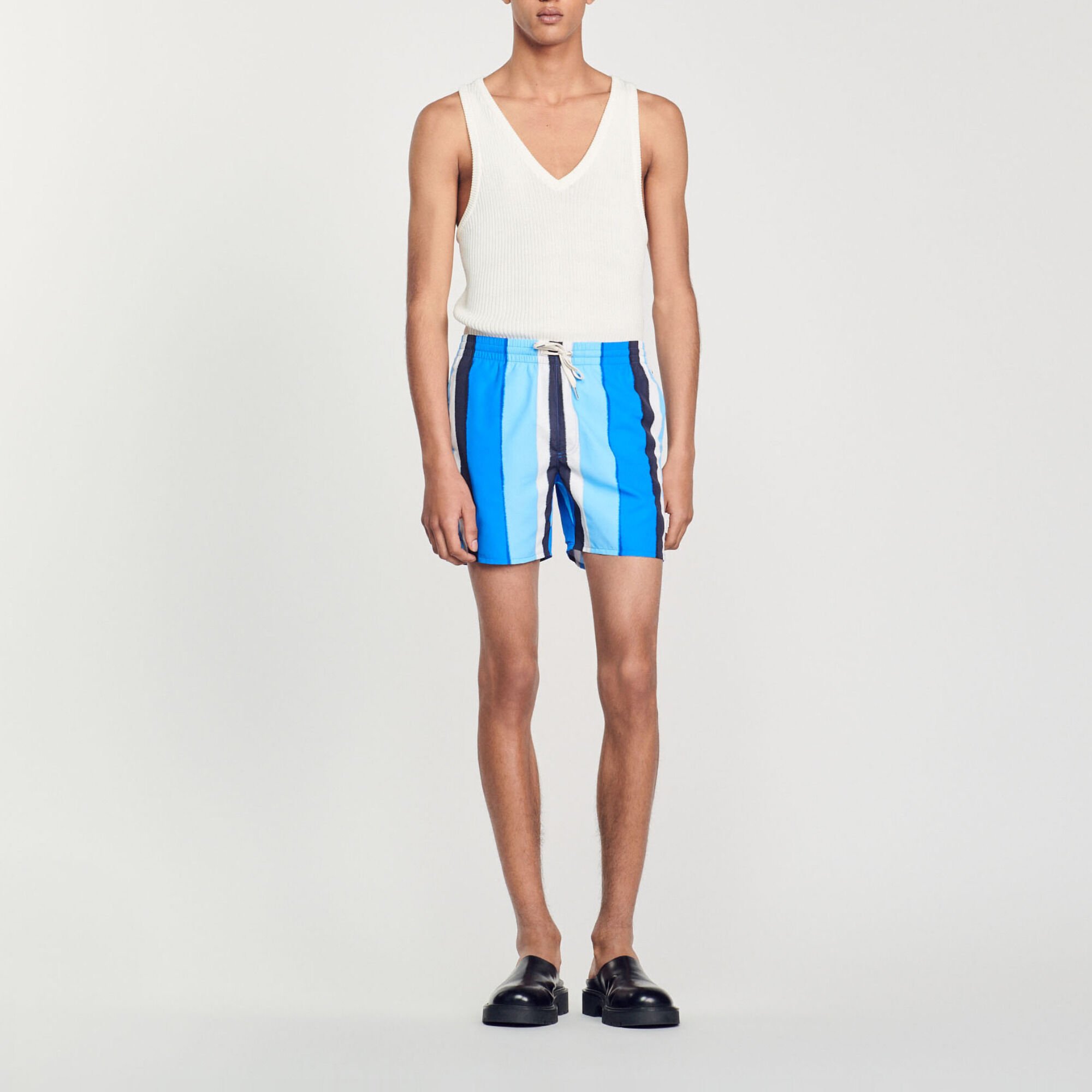 Printed striped swim shorts