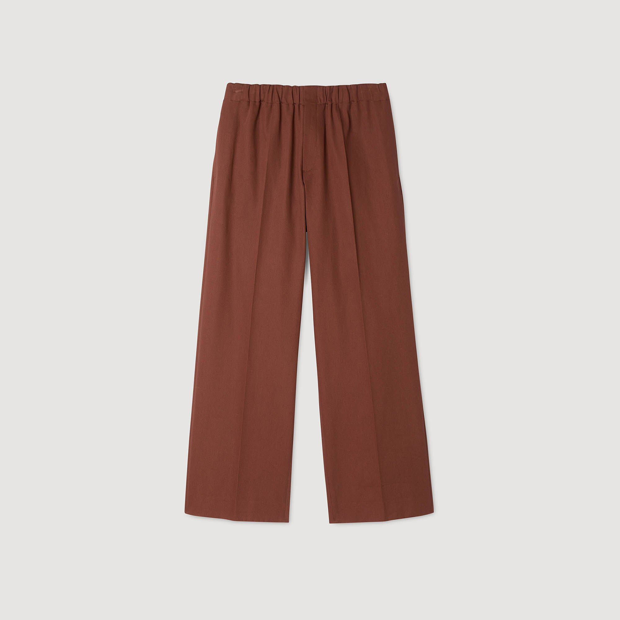 Elasticated wide-leg cotton trousers
