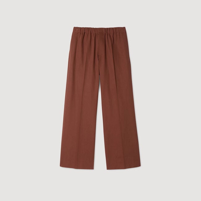 Elasticated wide-leg cotton trousers