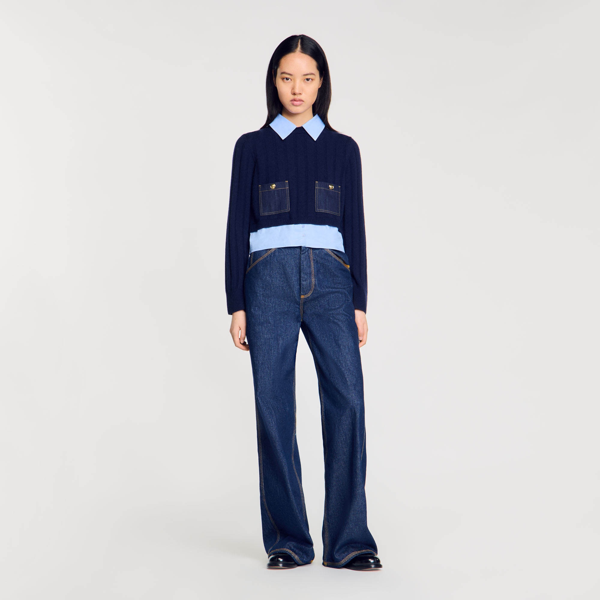Womens shirt layered jumper cheap