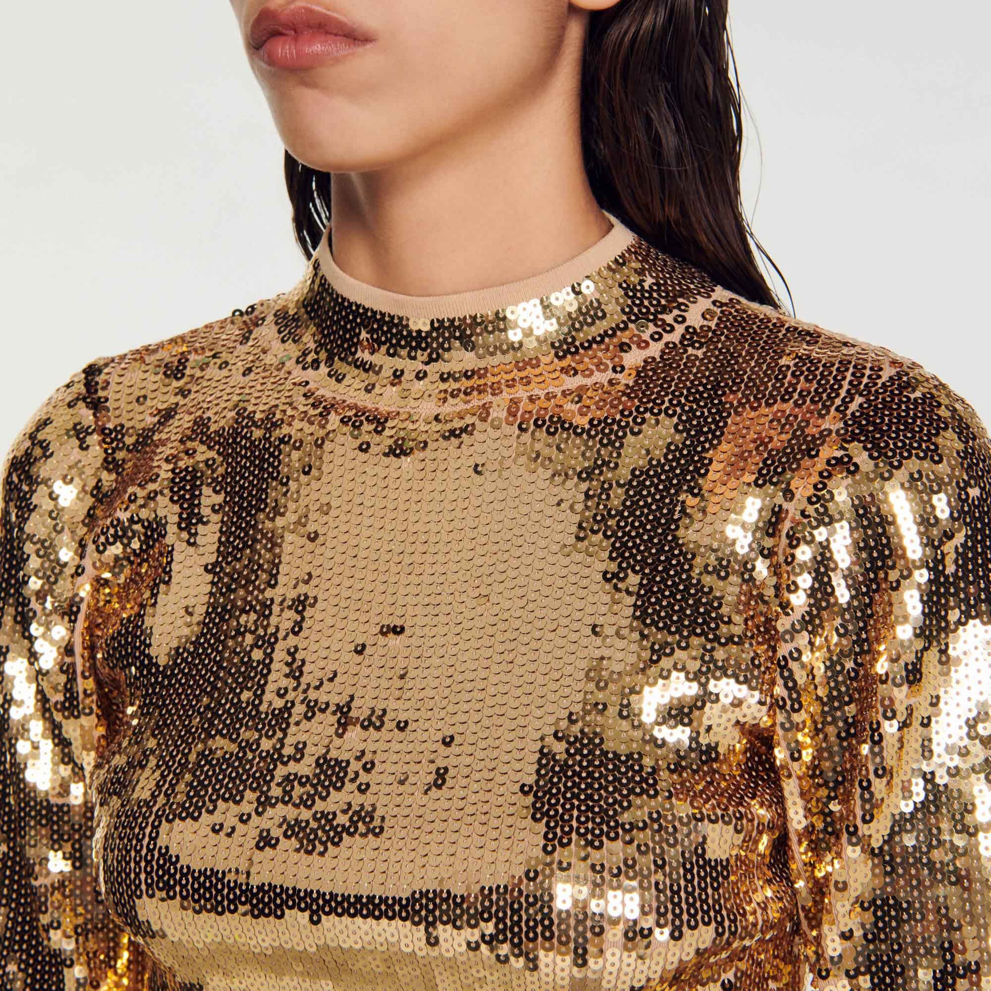 Cropped knit jumper with sequins