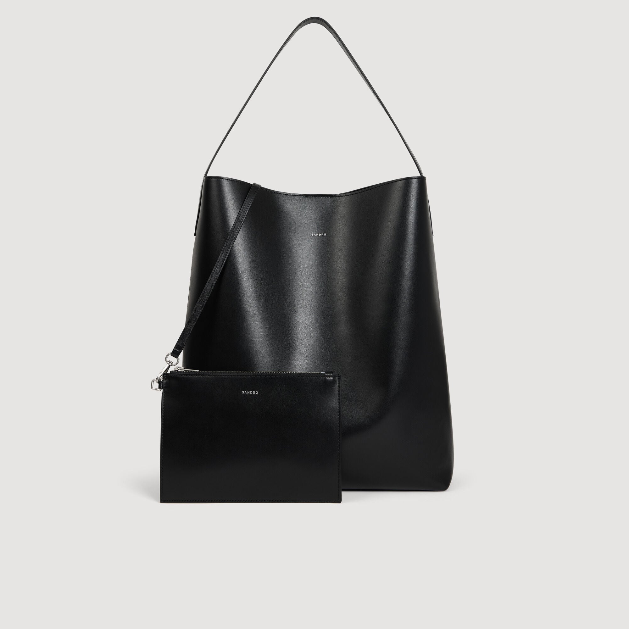 Leather hobo bag with logo - Men | Sandro