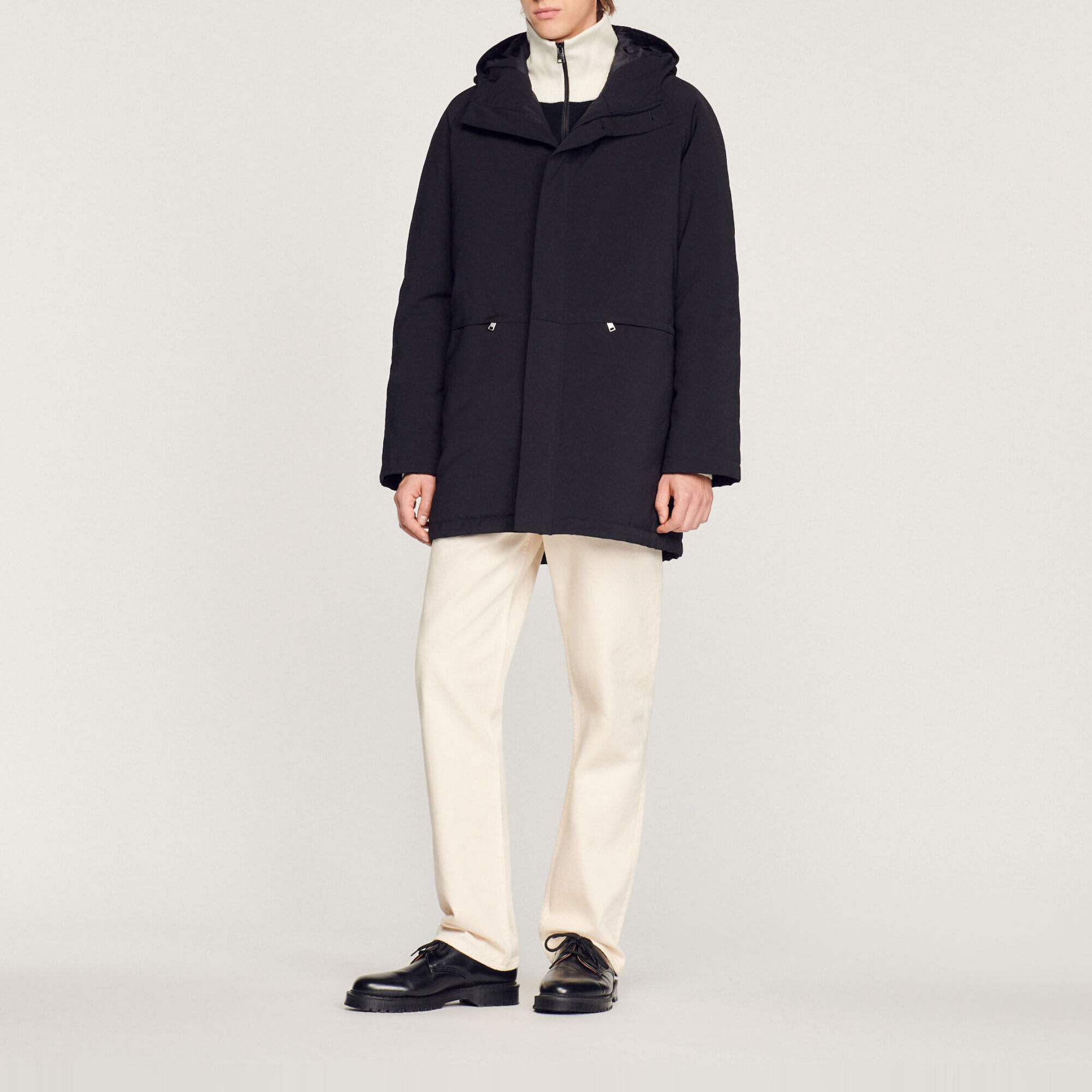 Fleece parka in technical fabric