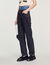 Two-tone double-waisted jeans