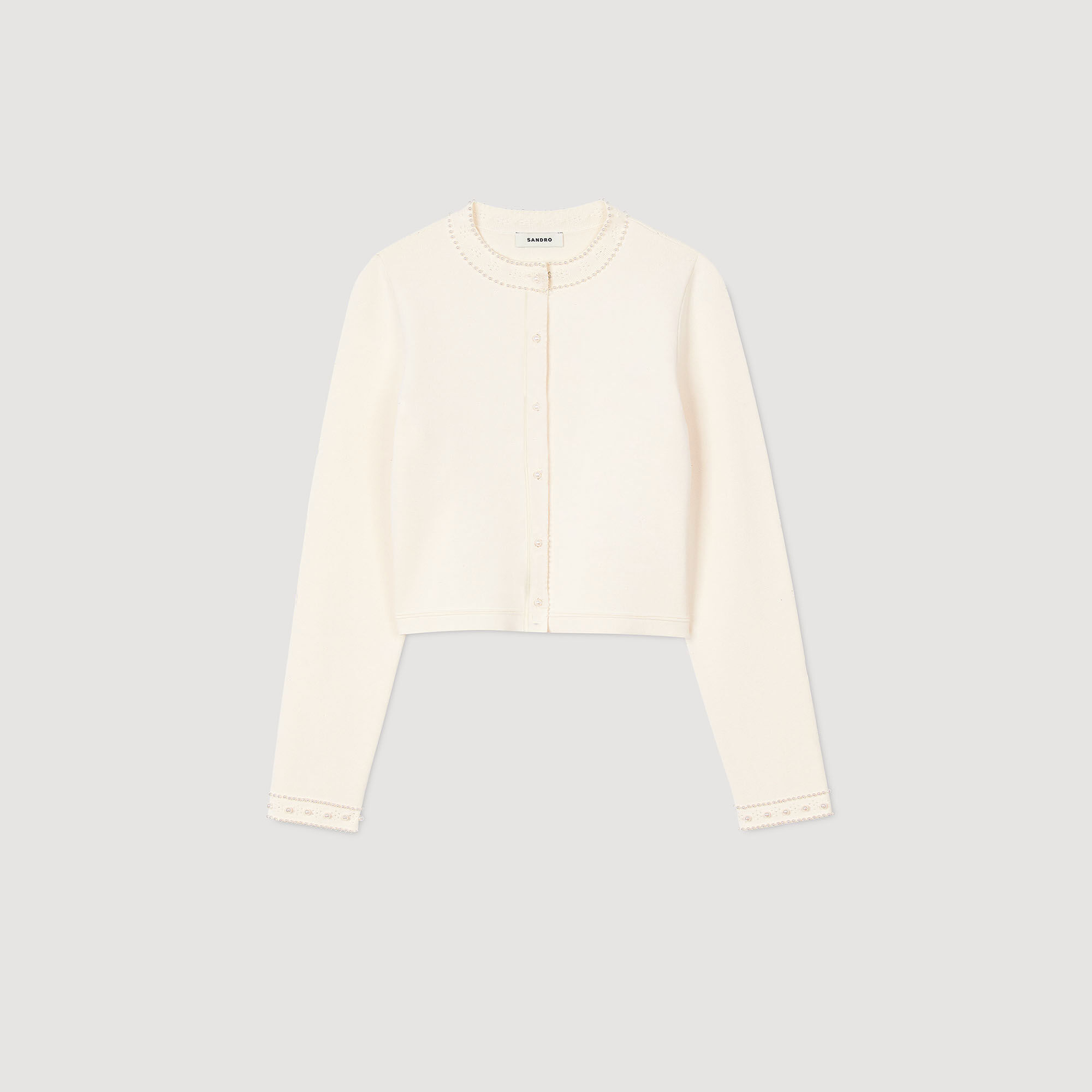 Cropped cardigan with peal buttons