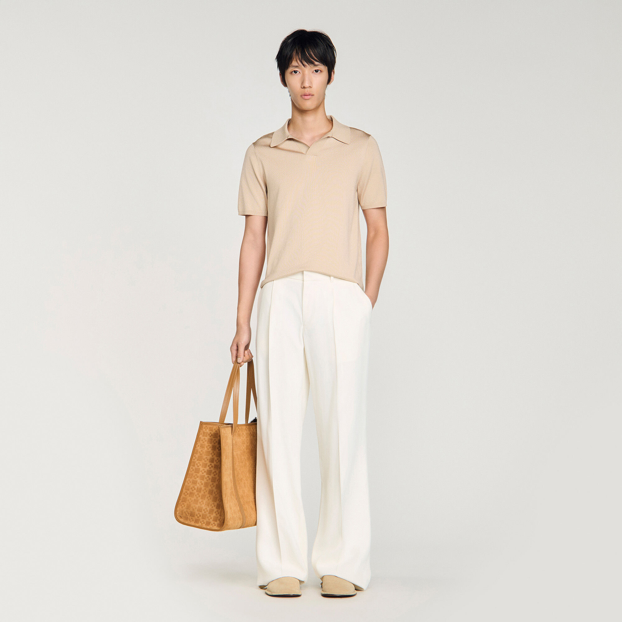 Short-sleeved V-neck polo shirt