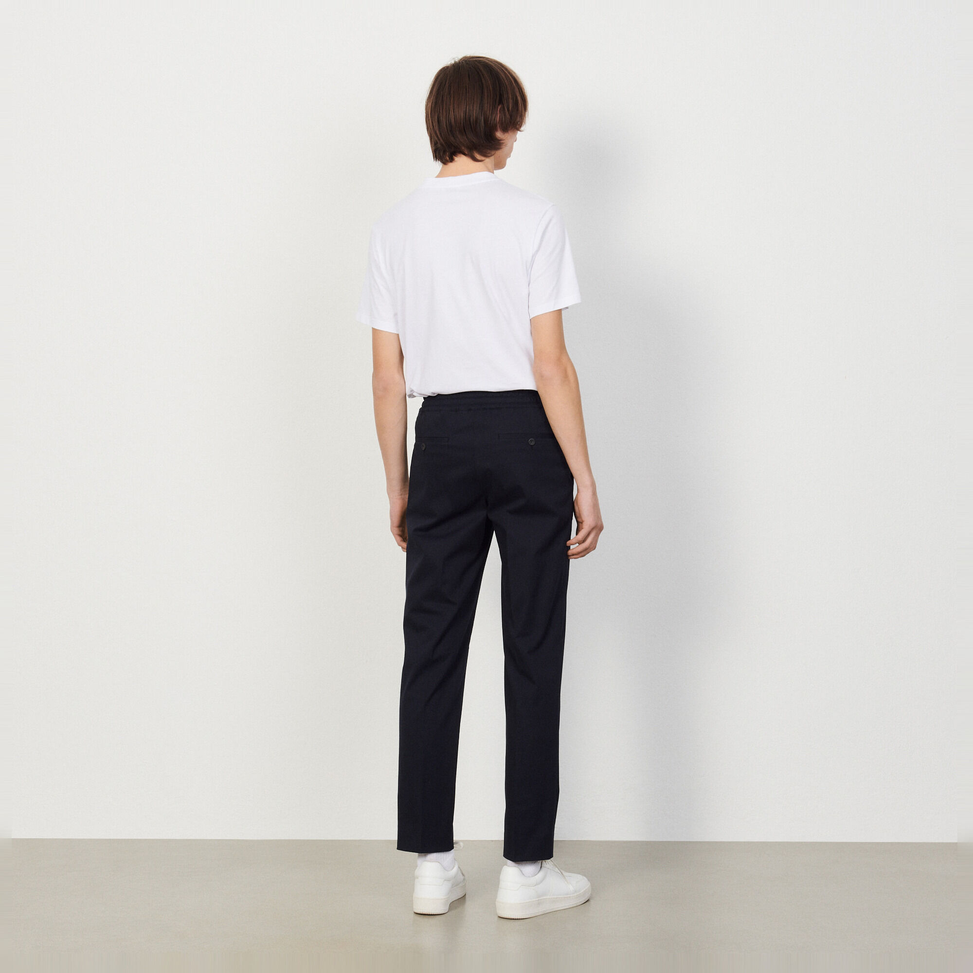 Cotton carrot-fit trousers