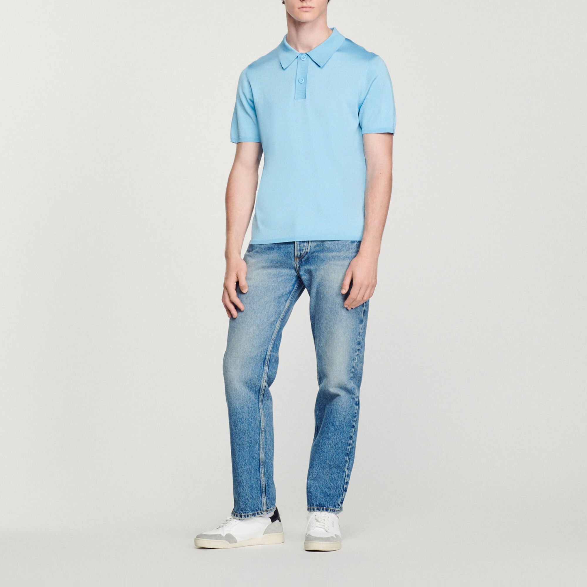 Short-sleeve knitted polo shirt