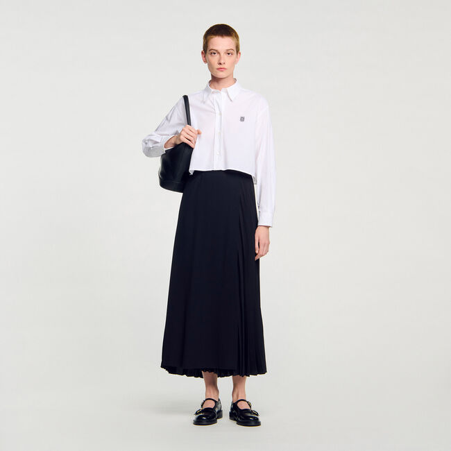 Curb chain buckle pleated skirt