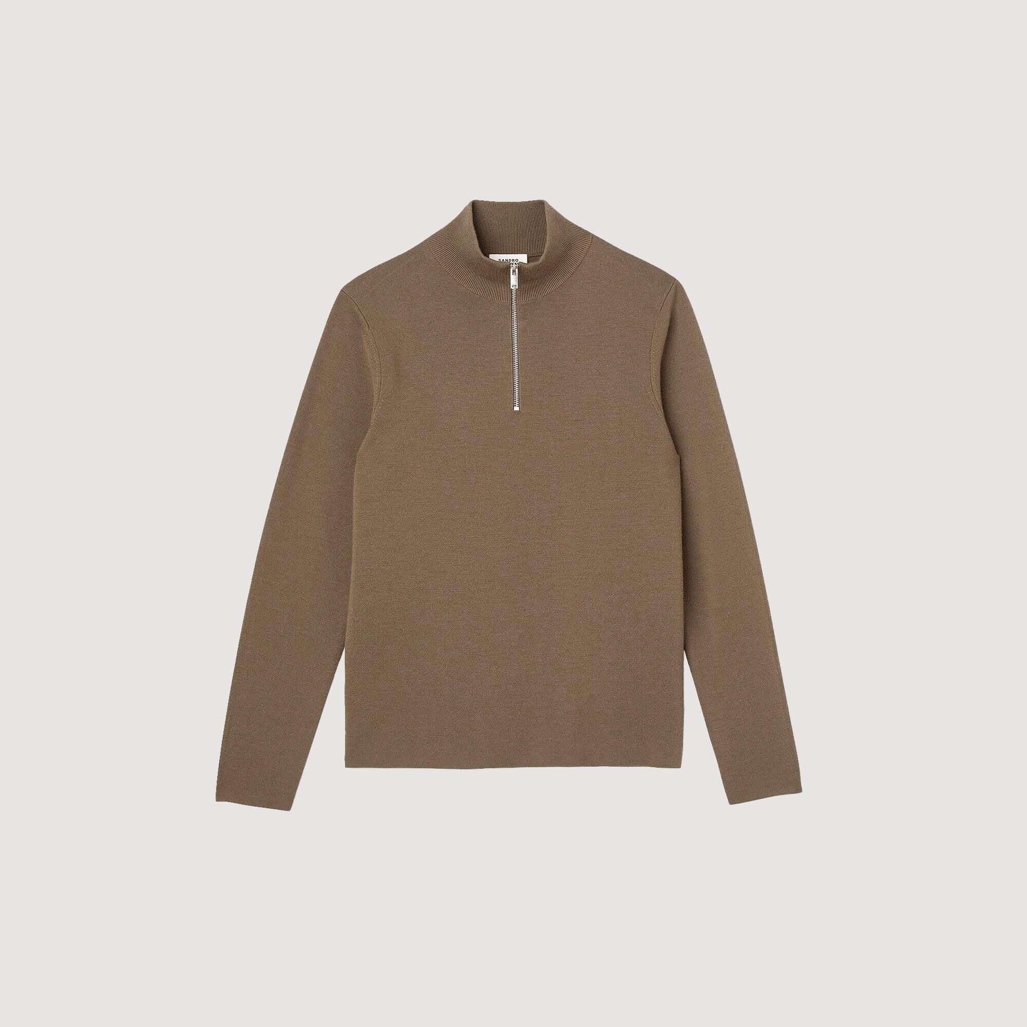 Wool jumper with zip collar