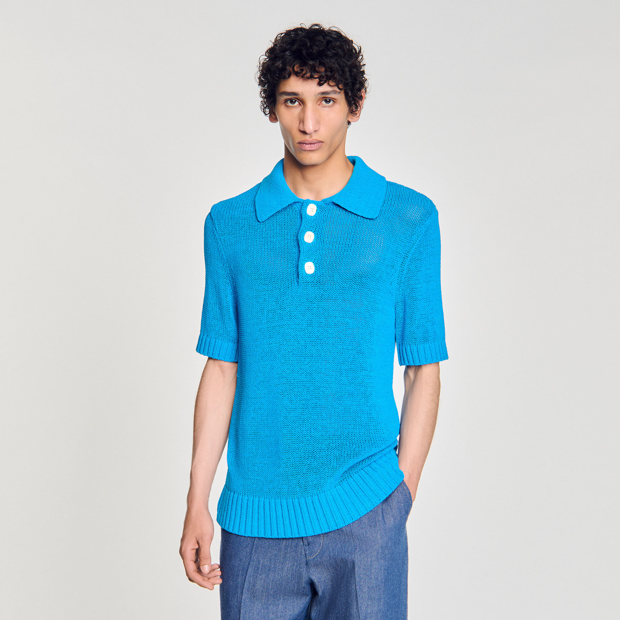 Knit polo shirt