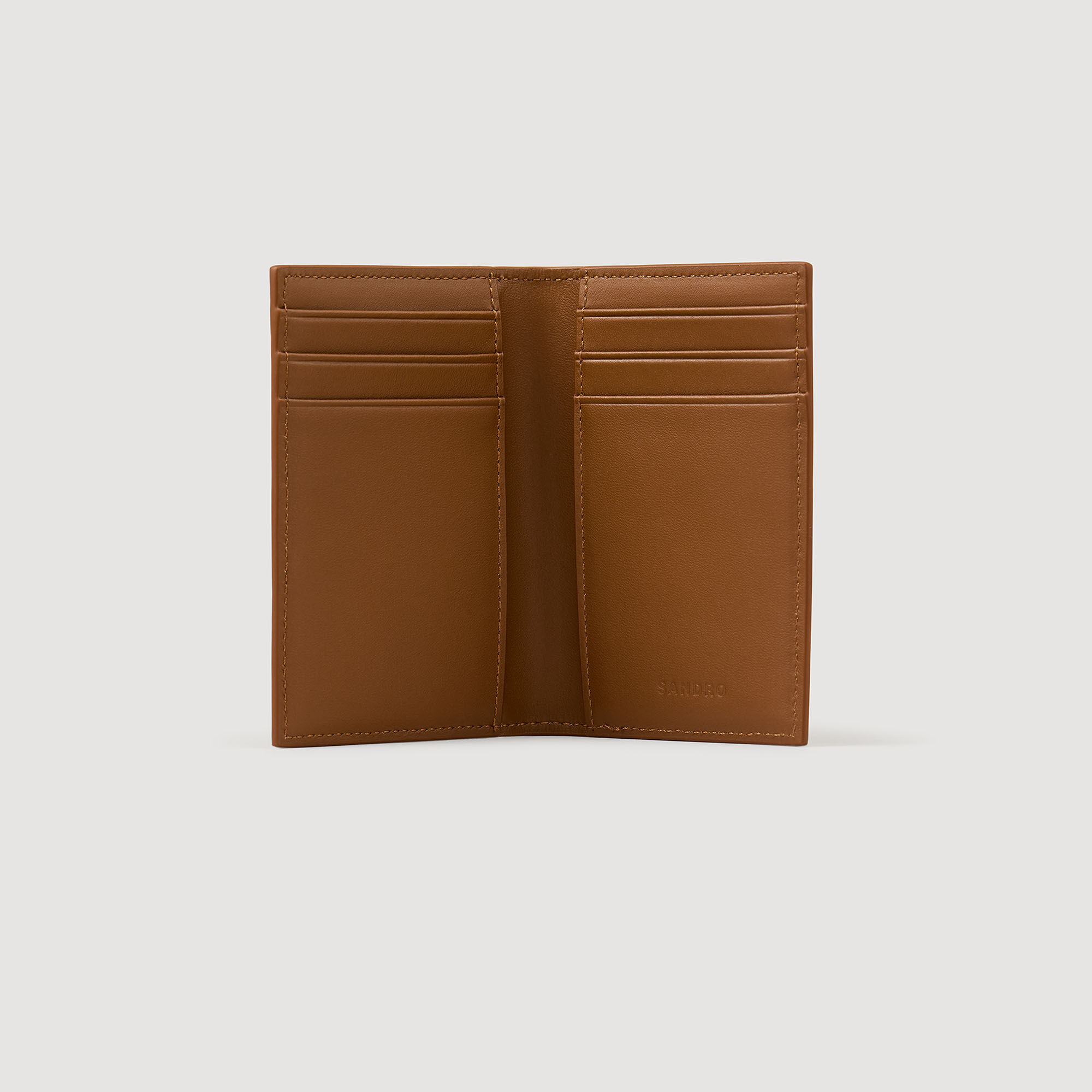 Grained leather foldable cardholder