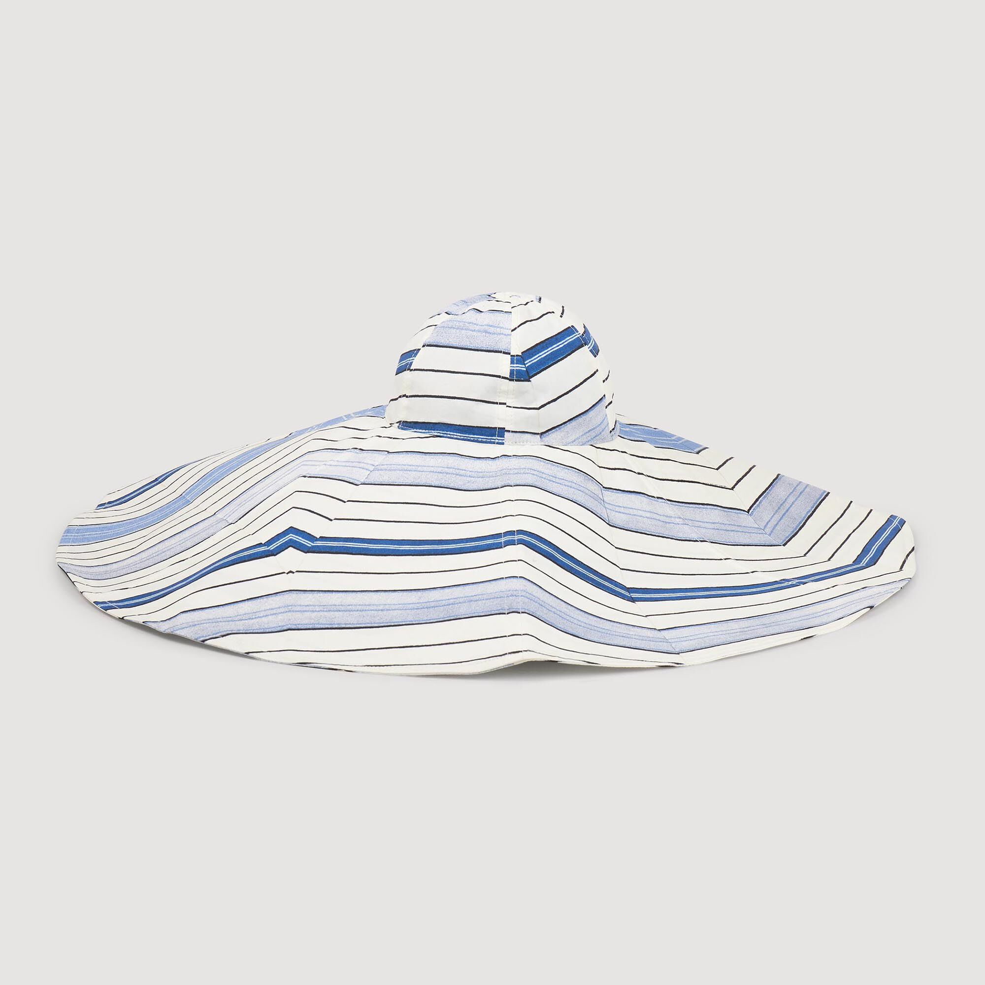 Striped cotton floppy sun hat