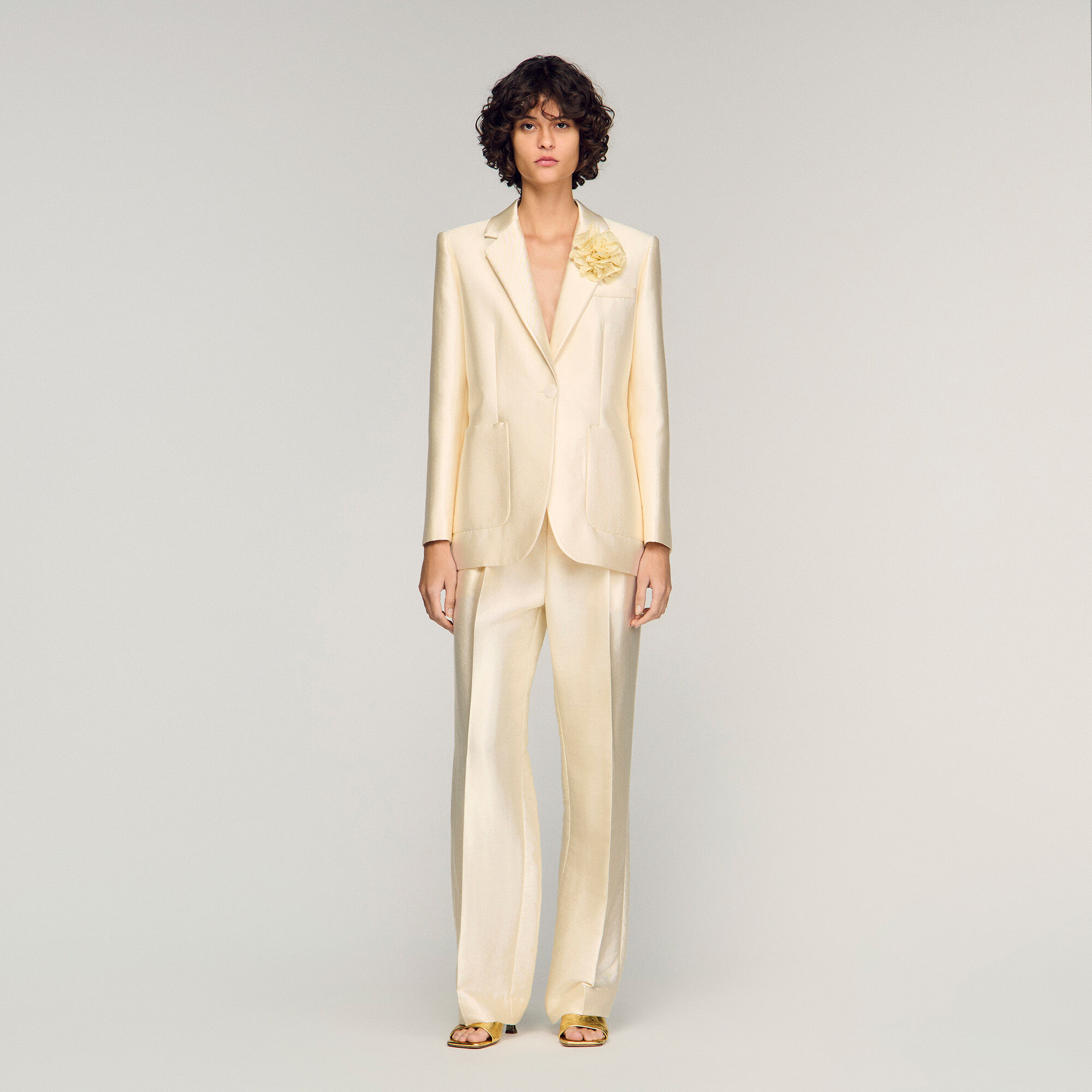 Satin jacket with flower detail