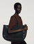 Woven tote bag with patch