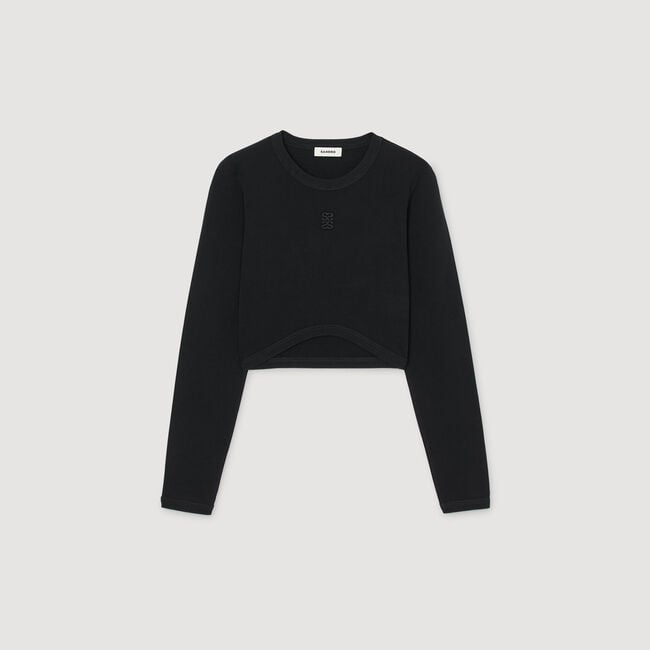 Cropped embroidered T-shirt