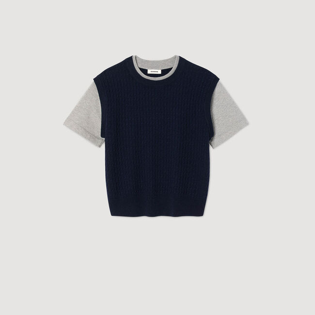 Dual-material knit jumper