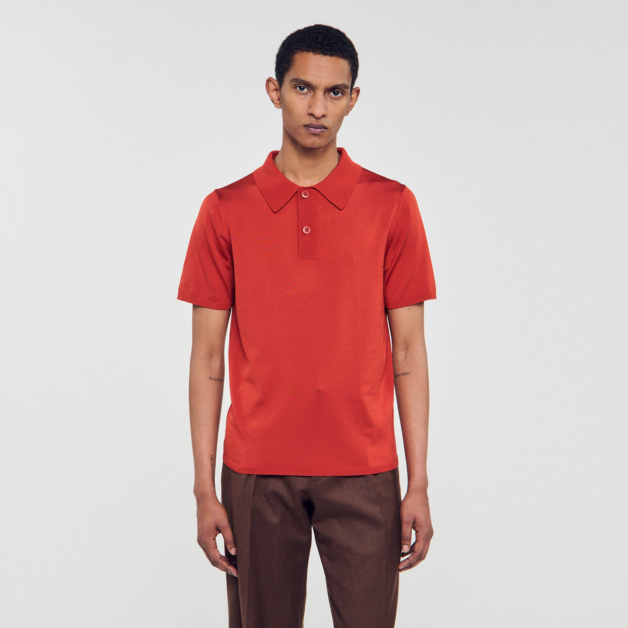 Short-sleeve knitted polo shirt