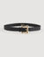 Wide leather belt with a square buckle