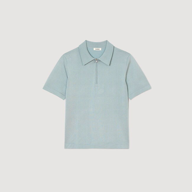 Knitted polo shirt with zip collar