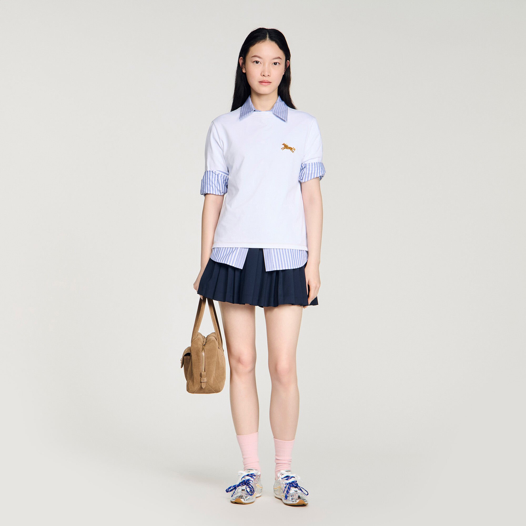 Horse embroidery cotton T-shirt