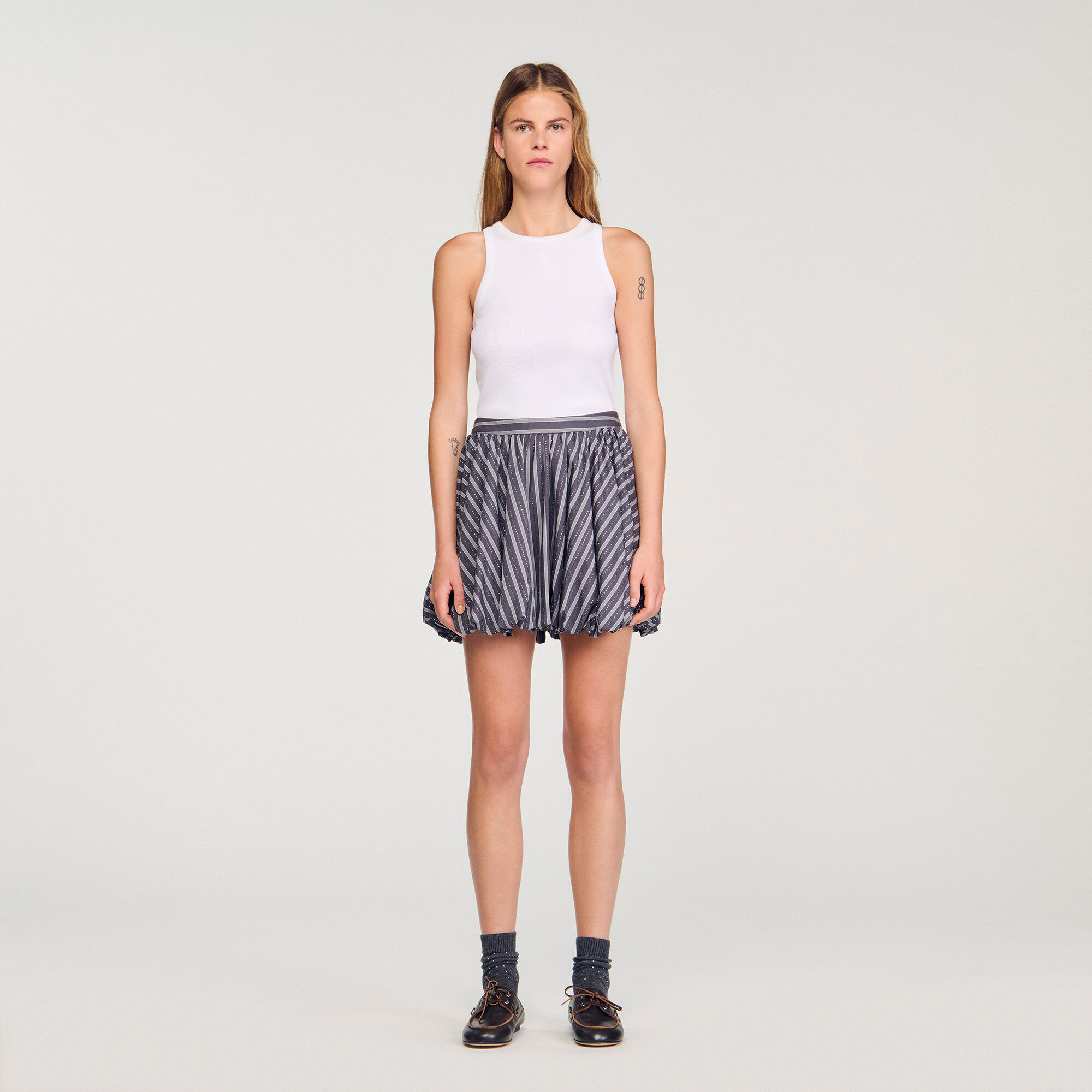 Striped rhinestone bubble skirt