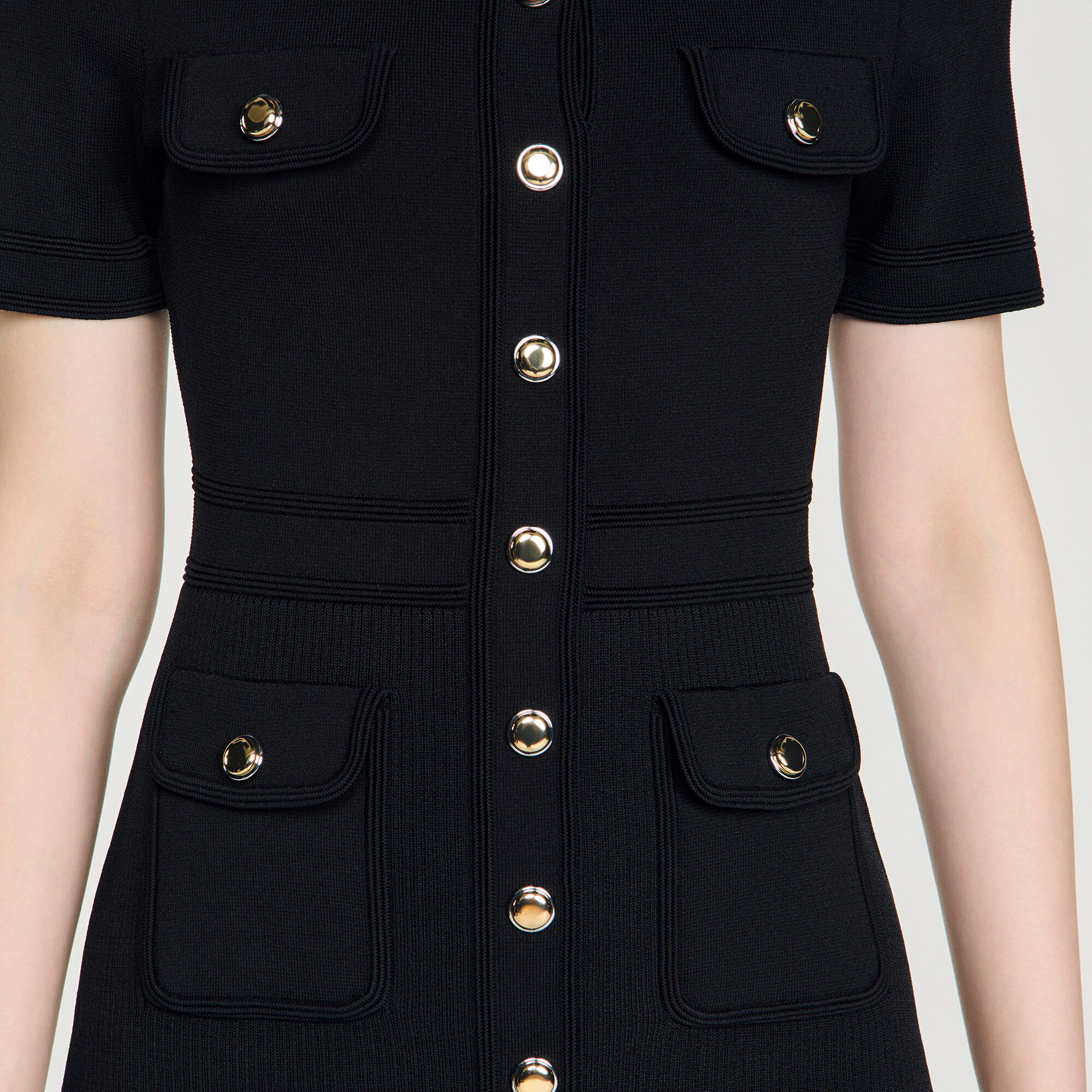 Button-up knit short dress