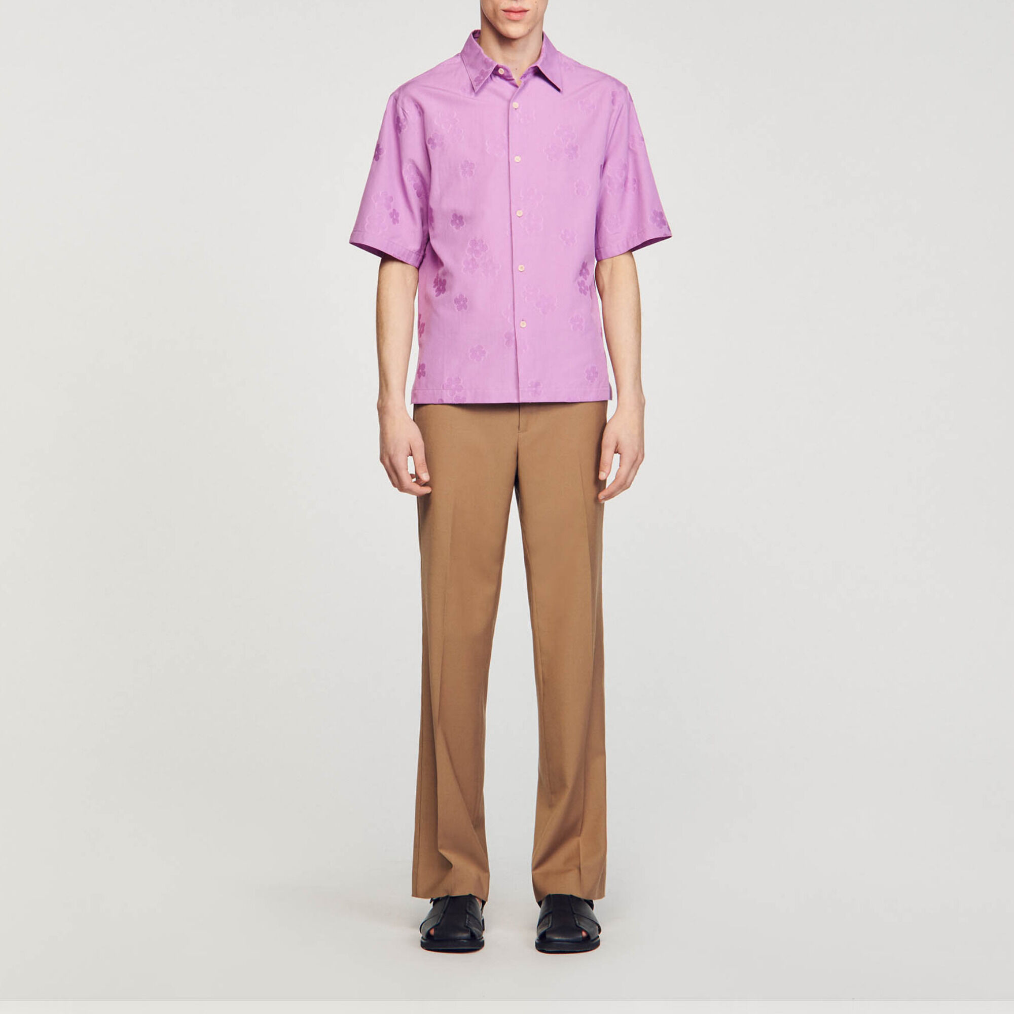 Oversized floral jacquard shirt