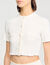 Cropped pointelle knit cardigan