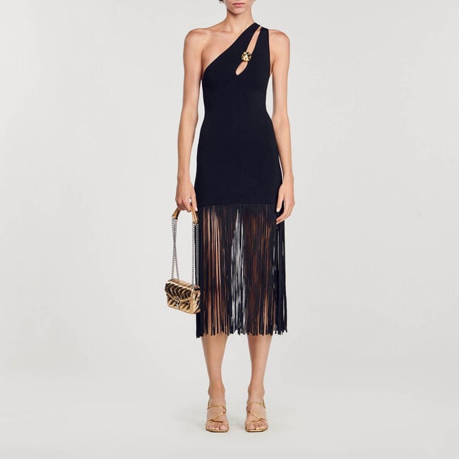 Asymmetric fringed dress