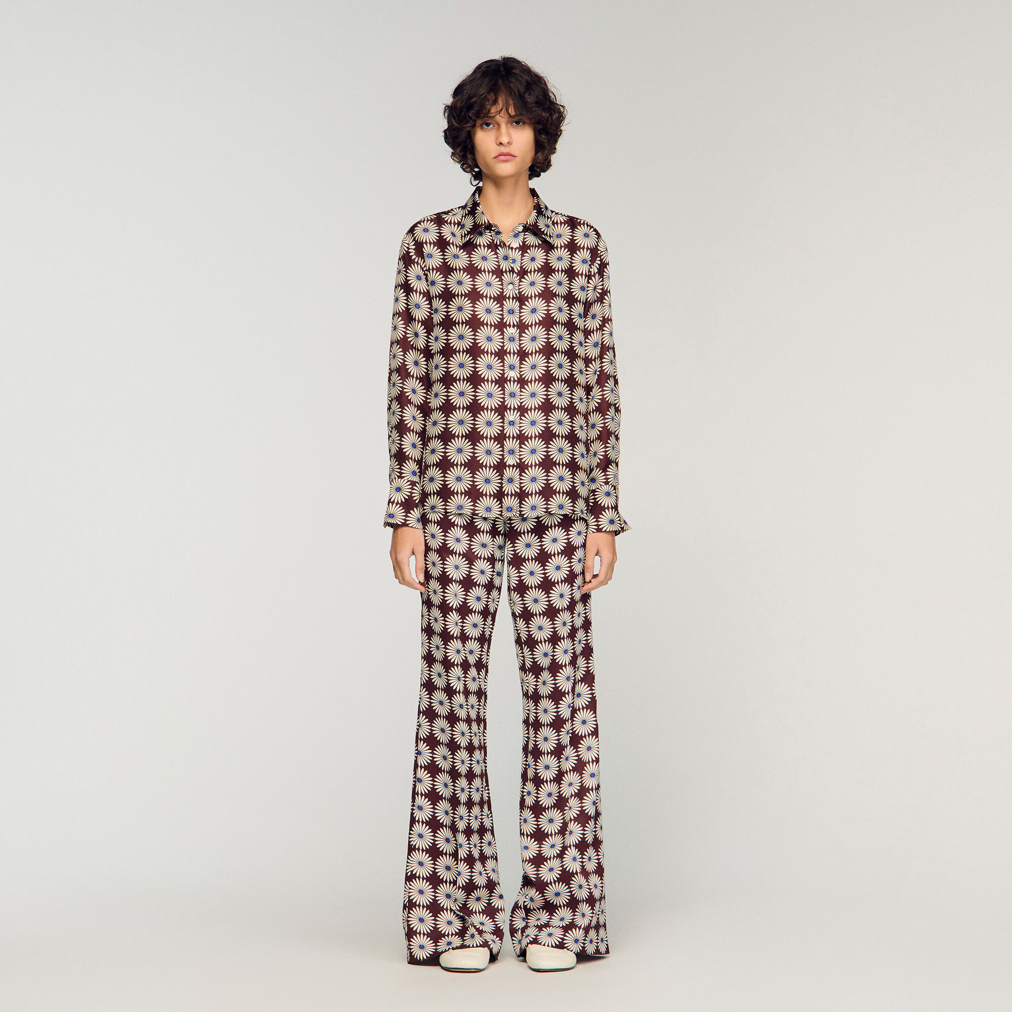 Floral print silk shirt