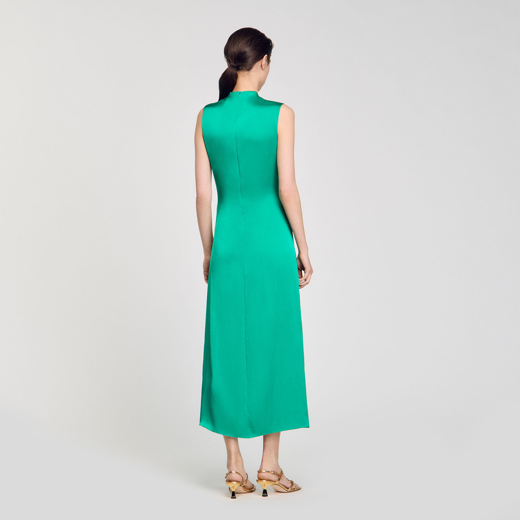 Draped satin-effect dress