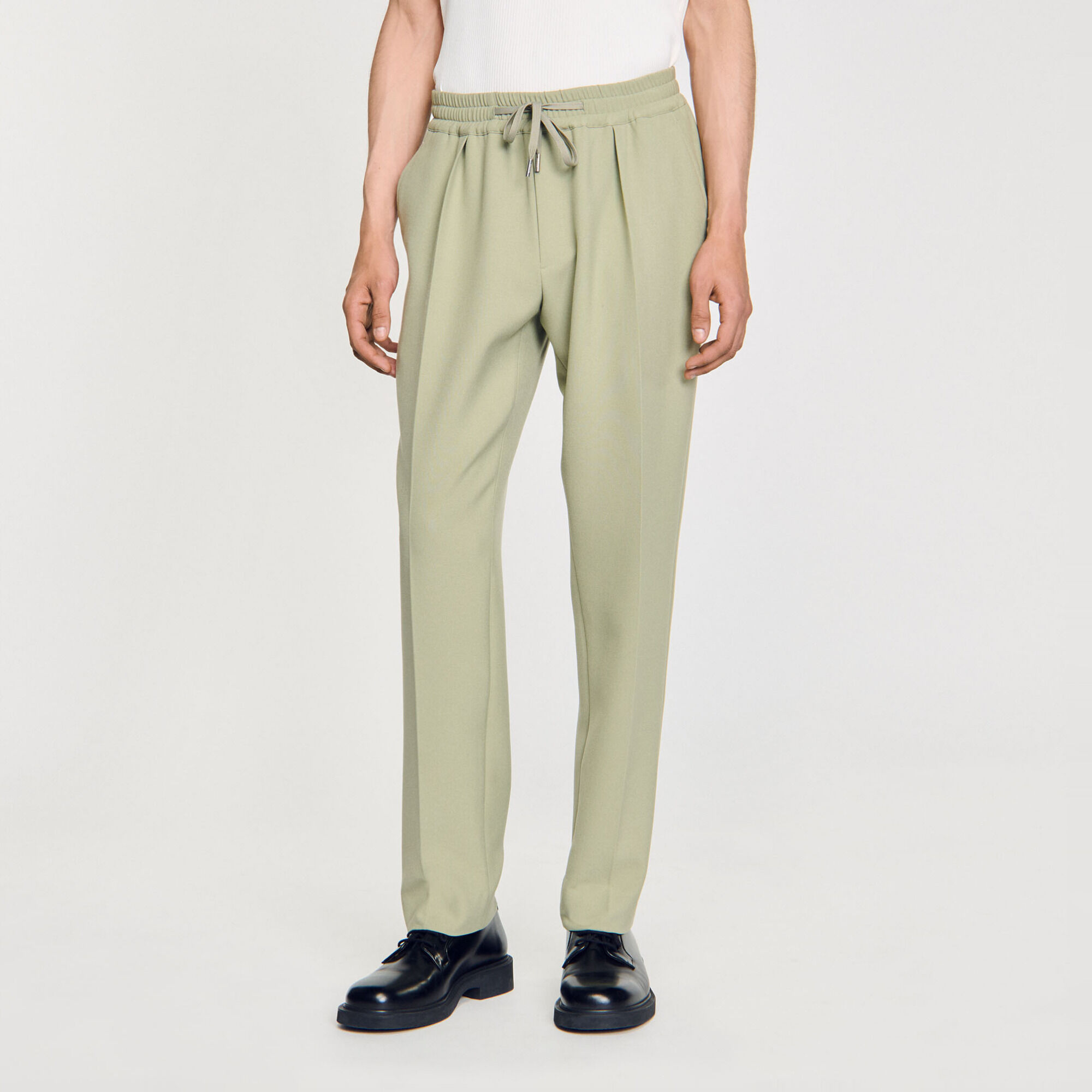 Elasticated straight-leg trousers