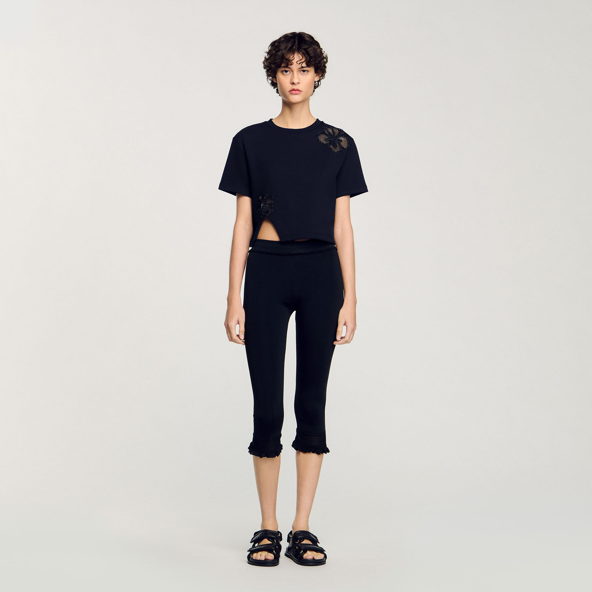Floral embroidery T-shirt