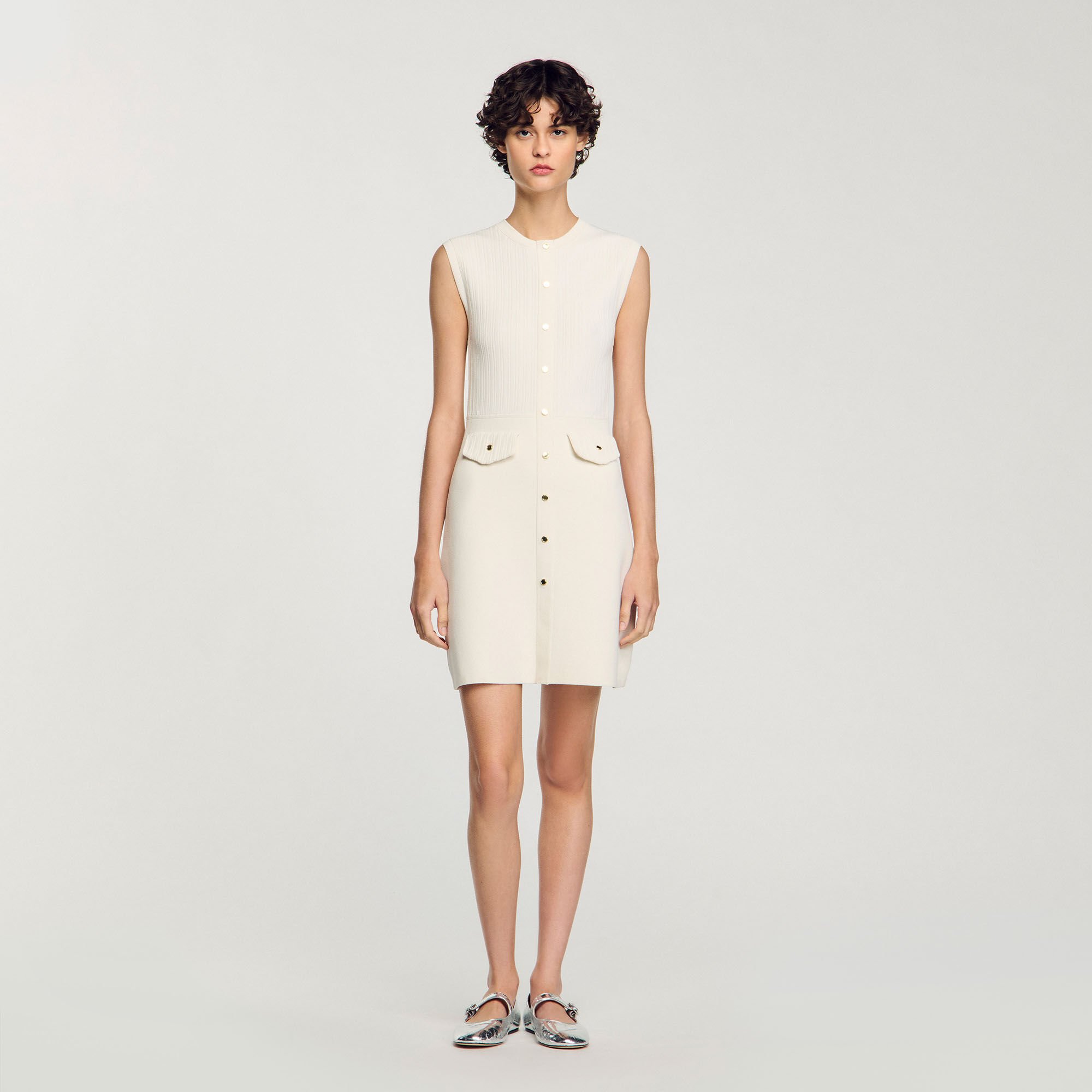 Rib knit short dress