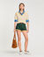 Cropped striped knitted jumper