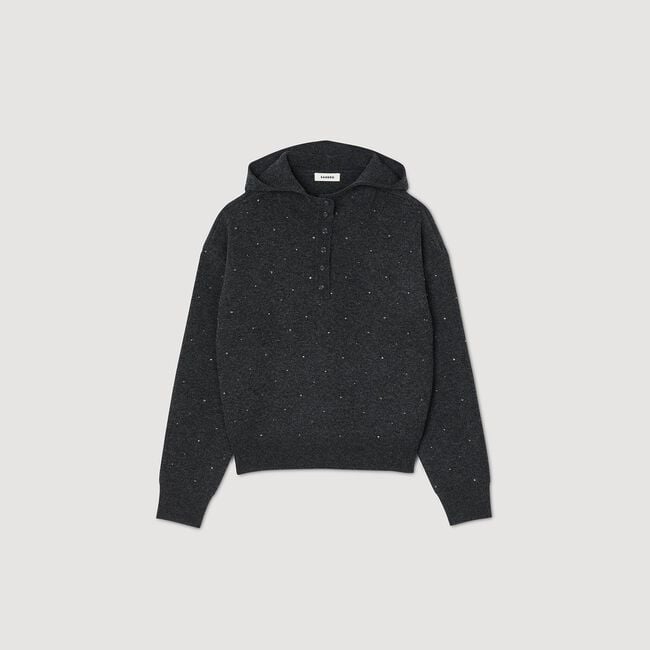 Rhinestone hooded jumper