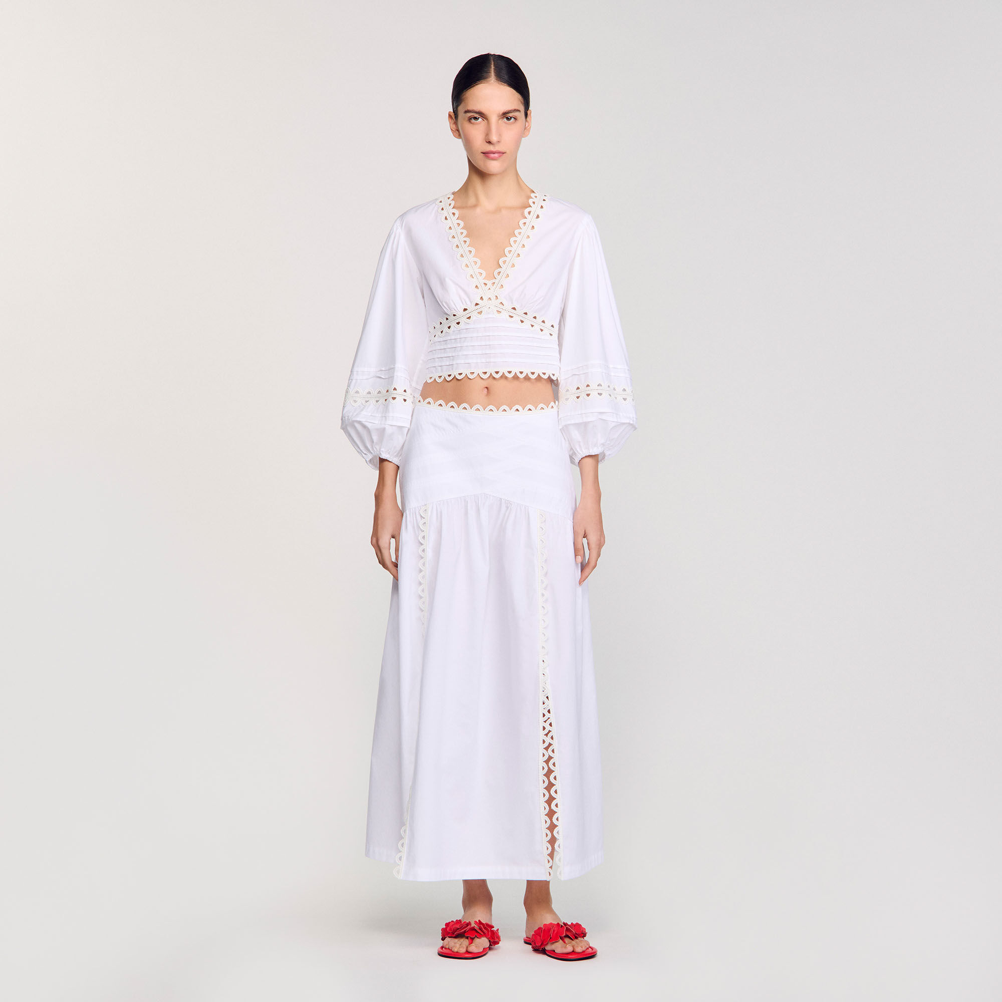 Long poplin skirt