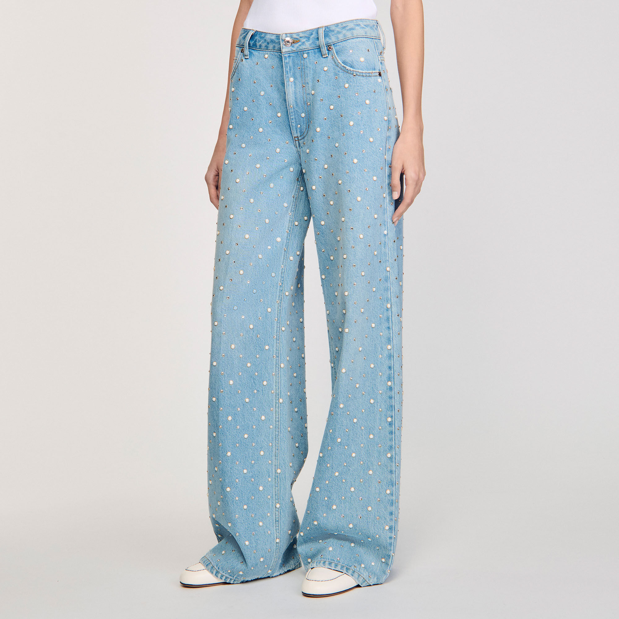 Rhinestone and beaded jeans