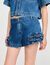 Ruffled denim shorts