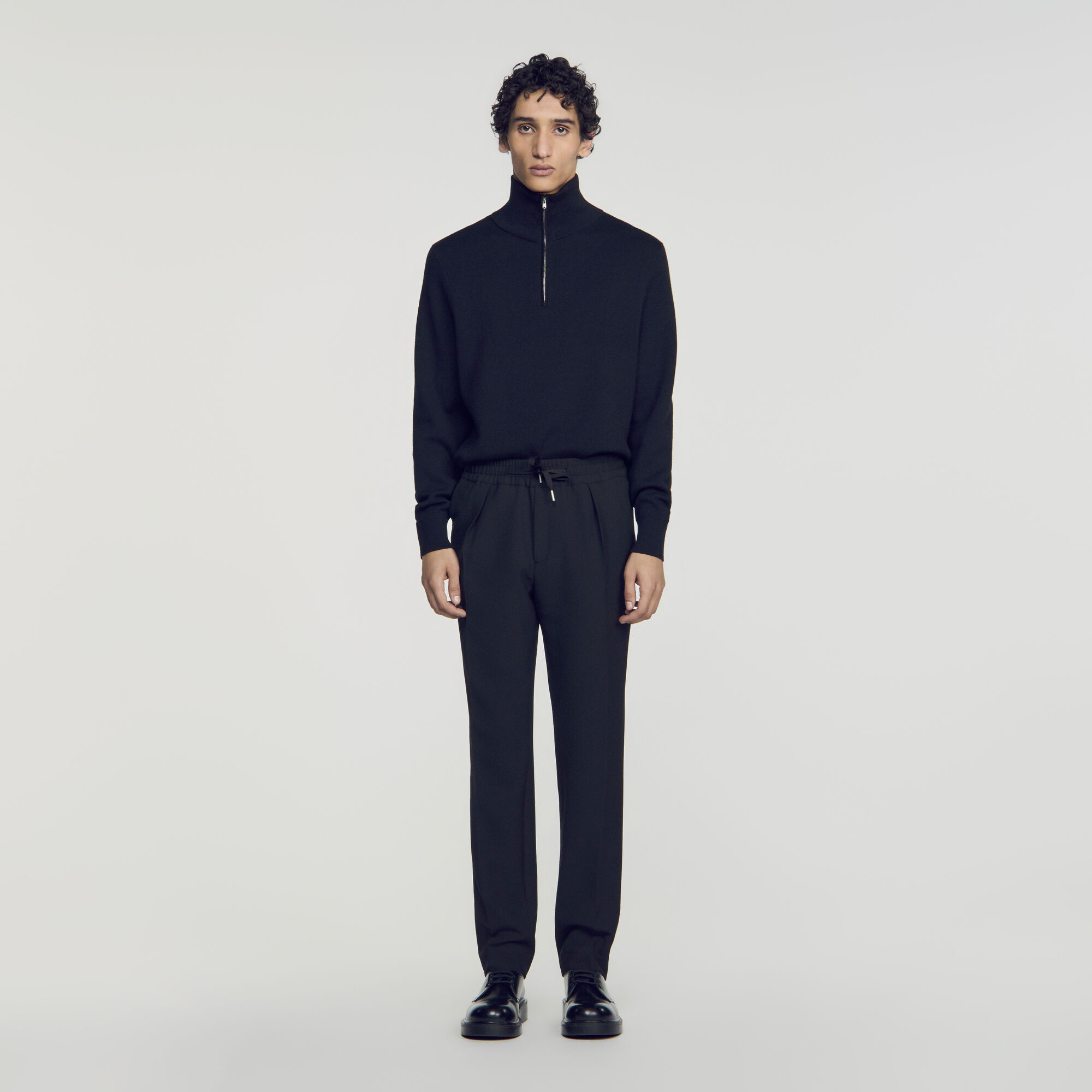 Elasticated straight trousers