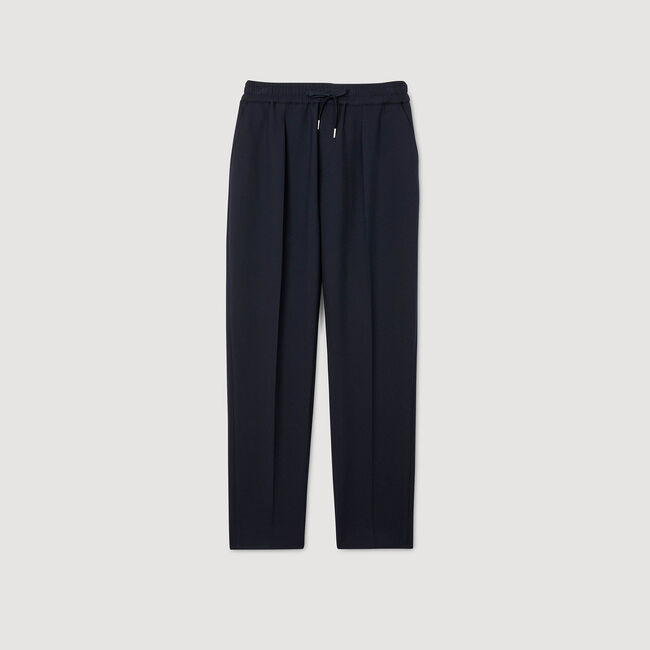 Elasticated straight-leg trousers