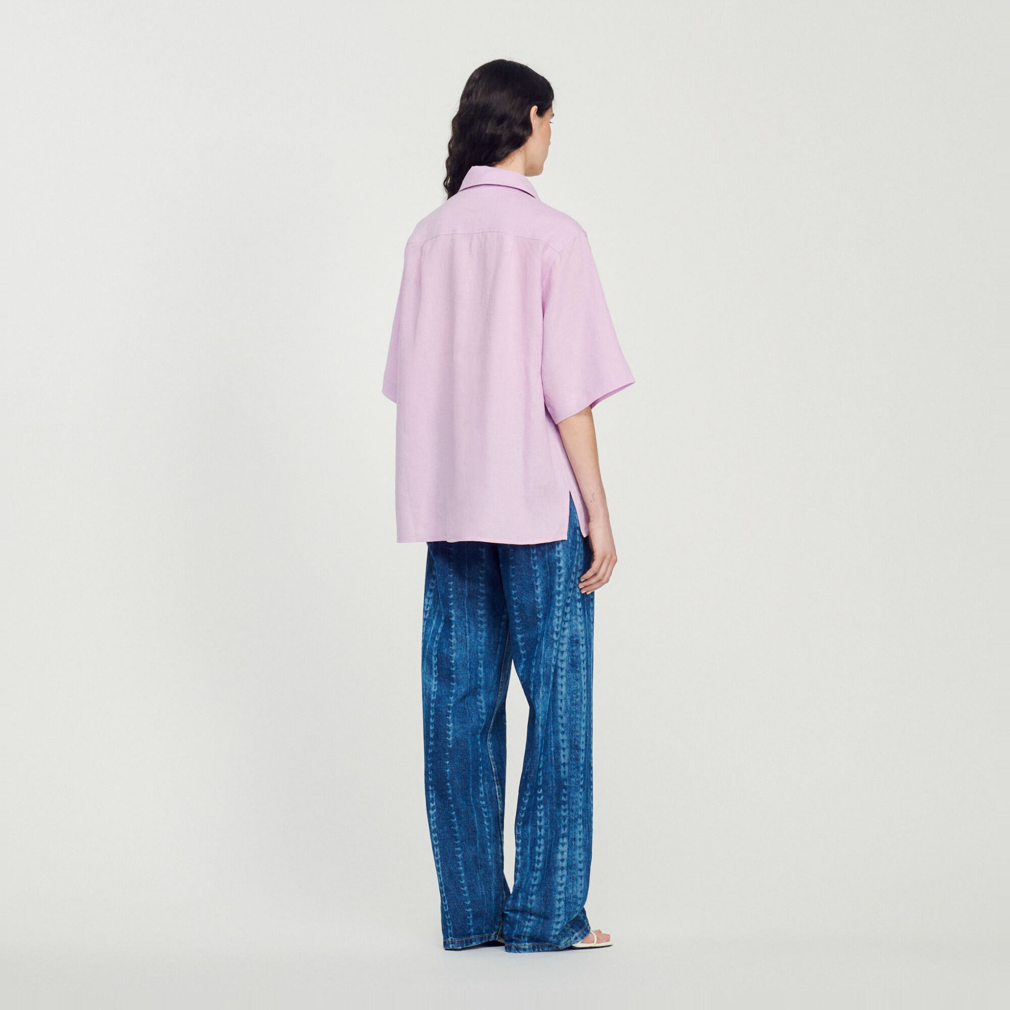 Oversized embroidered linen shirt