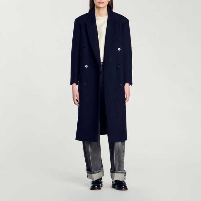 Long wool-blend coat